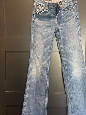 Vintage 7 For All Mankind Light Blue Wide Leg Boot Cut Jeans sz 14